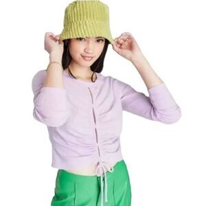 Wild Fable Long Sleeve Lace-Up Cozy Knit Blouse Light Violet Purple Size Medium